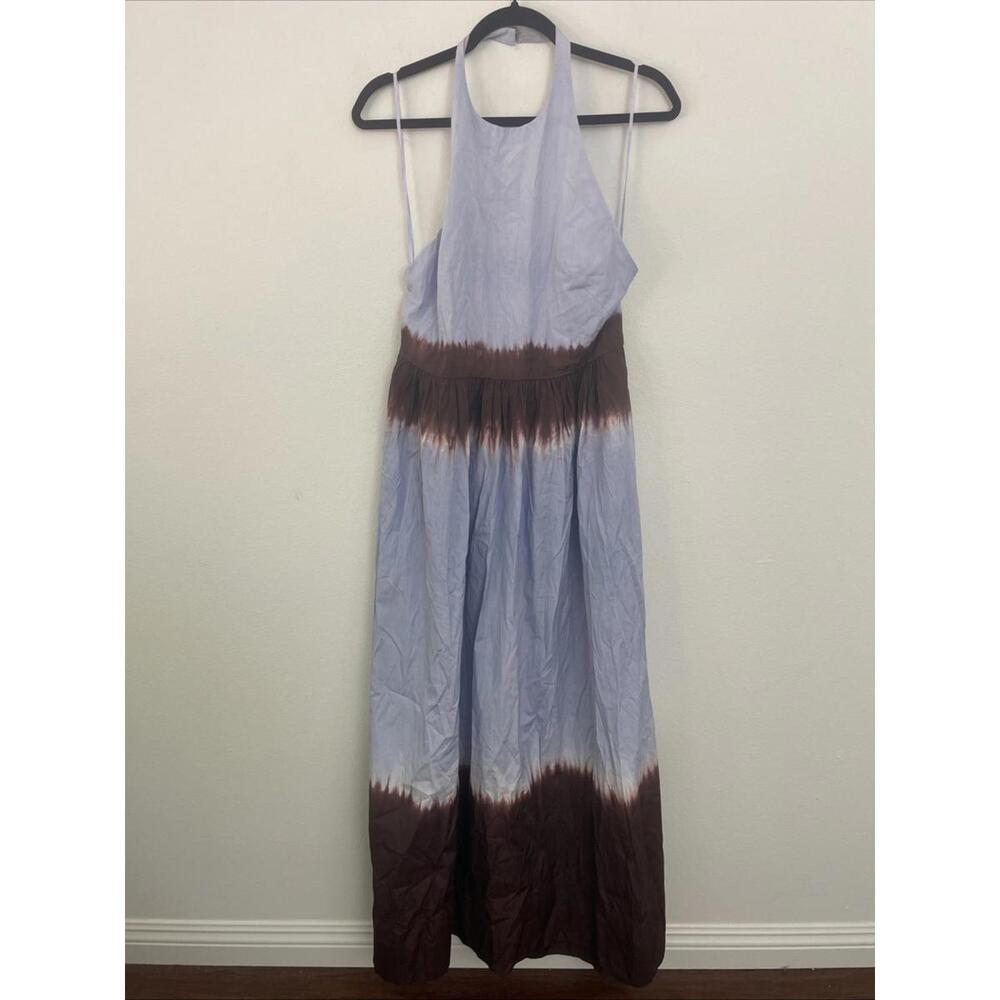 ALC Halter Blair Dress Ombré Tie Dye Brown Purple Beach Maxi Poplin size 10 $595 - Picture 7 of 13